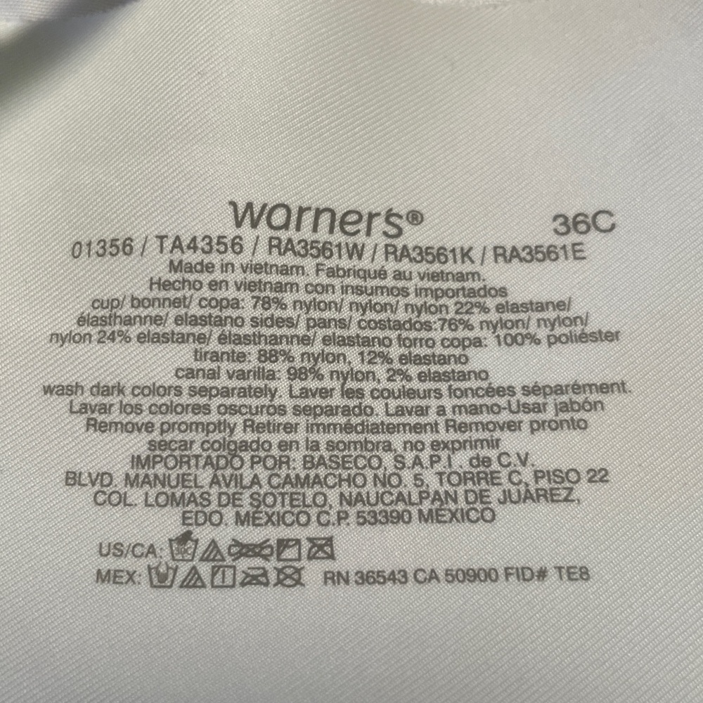New with Tags Off Warner’s NO SIDE EFFECTS Underwire Bra 36C Great Condition - Picture 7 of 13